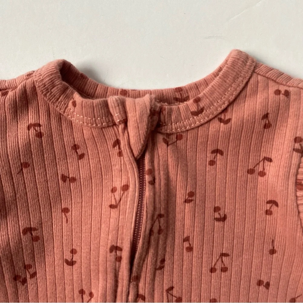 Rabbit + Bear One Piece 3 6 Months Romper Organic Cotton Rose Pink Baby Girls